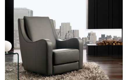 Sillón Giratorio Moderno en Piel Vaca Natural - Modelo BRYTON