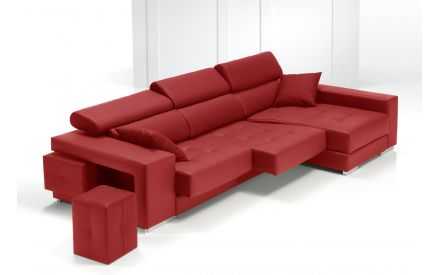 ChaiseLongue Piel Vaca con Puff en Brazo Modelo MUSTANG