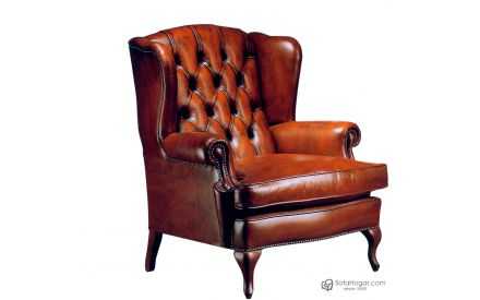 Sillón Inglés en Piel Bicolor Artesano | Lujo Modelo MANOLETE