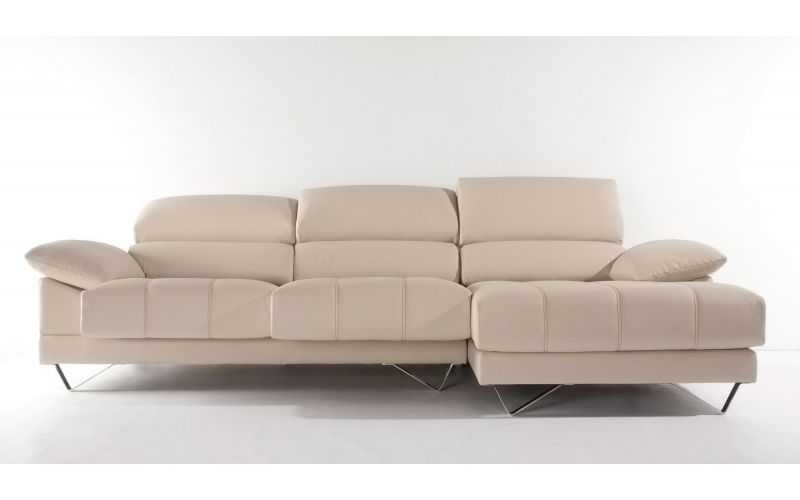 Chaise Longue Piel Natural Blanca Modelo MADRID